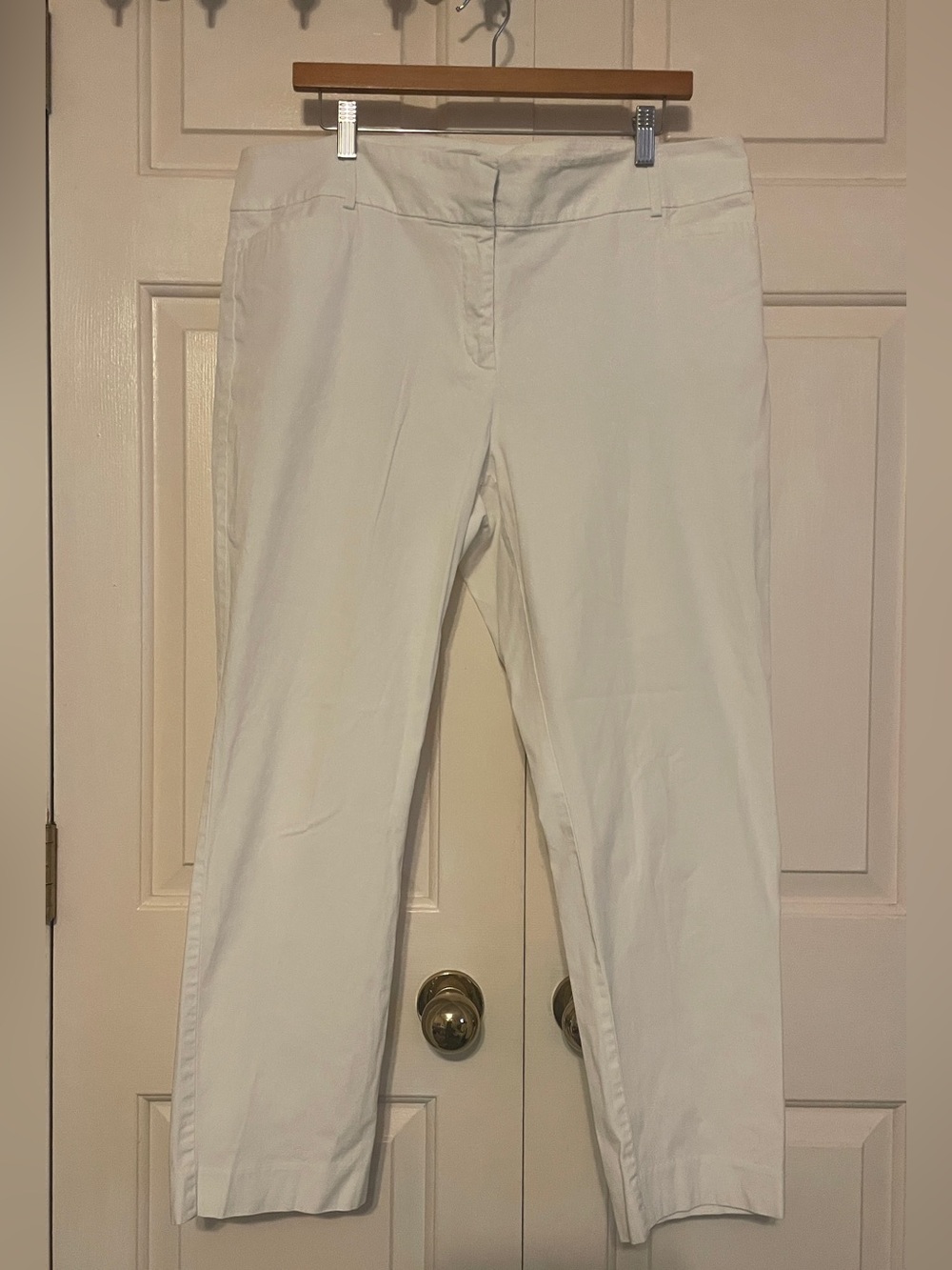 LOFT OUTLET White Curvy Ankle Pants Size 14 | Classic Minimalist Style